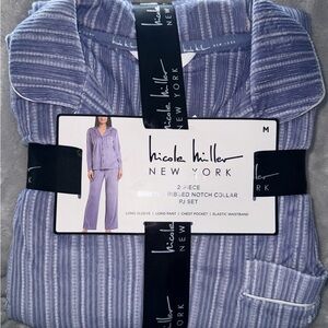 Nicole Miller  Striped Ribbed 2-Piece PJ Set